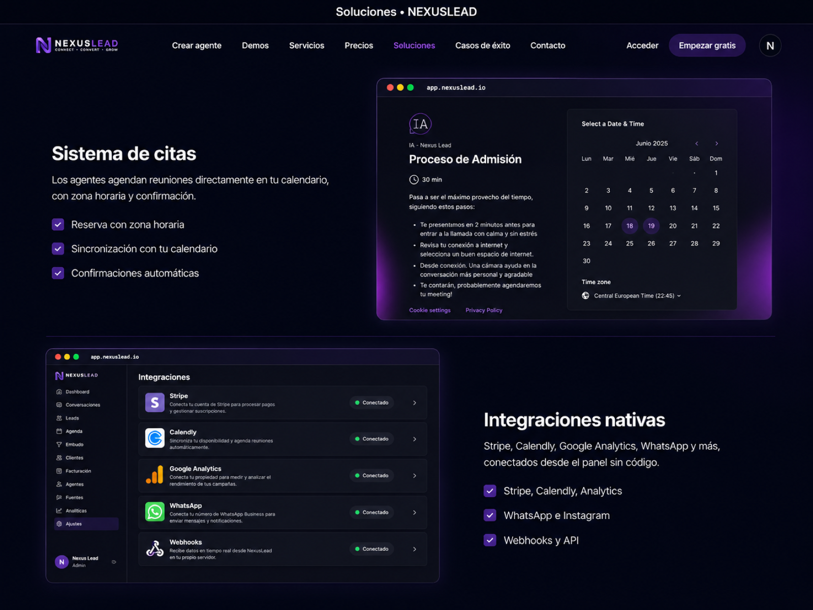 Sistema de reserva de citas de NEXUSLEAD